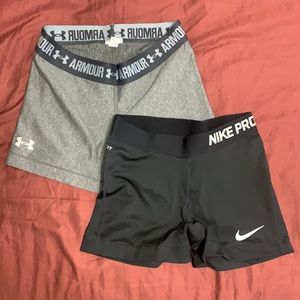 Nike pro under armour short set